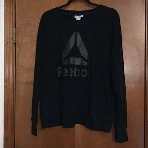 Black Reebok crewneck sweater with pockets